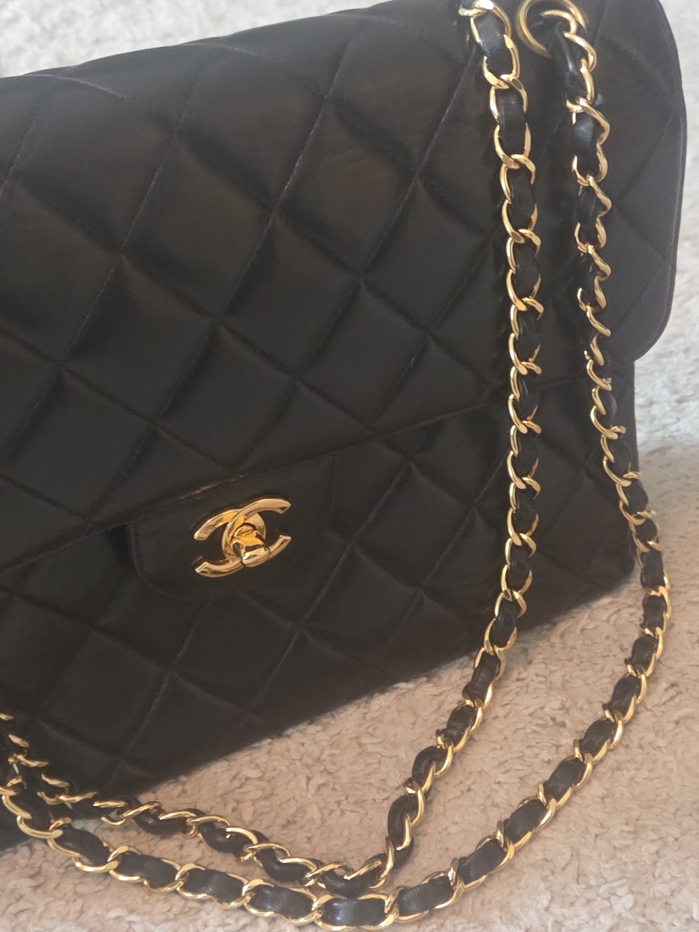 CHANEL 1996-1997 Both Side Classic Flap Jumbo Black Lambskin